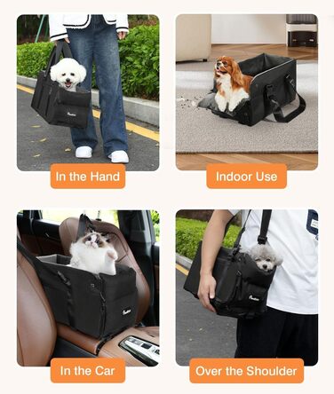 Крісло-переноска для собак Pawaboo: комфортне та безпечне автокрісло для маленьких собак до 11 кг (чорний/сірий)