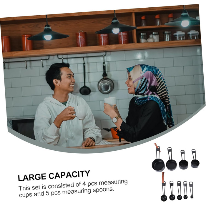 Cabilock 2 Sets Stainless Steel Measuring Cups and Spoons Durable Scoop Coffee Bean Kitchen Helper Set Cooking Utensil Set Stainless Steel Spoon Stainless Steel Measuring Cup Stainless Steel 9 Pieces * 2