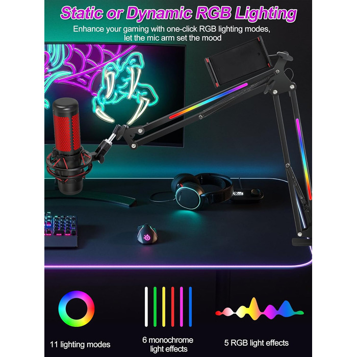 Кріплення для мікрофона YOUSHARES RGB, сумісне з Seiren Mini, V3 Mini/Chroma, Razer Seiren V2 X/Pro, Seiren X