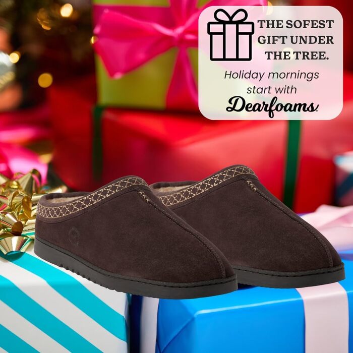 Dearfoams чоловічі тапочки-клоги з замші для дому та вулиці (43 EU, Кофе 2)