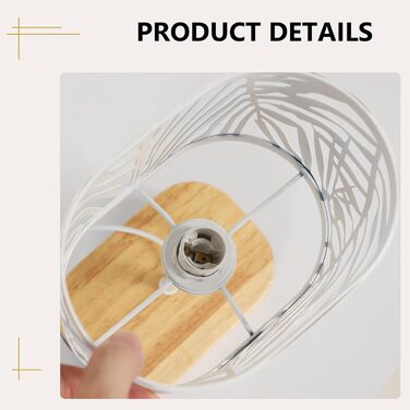 Настільна лампа з дерева, вінтажна модель E14, настільна лампа з дерев'яним цоколем та металевим абажуром, для дитячої кімнати, вітальні, спальні, бару (біла)