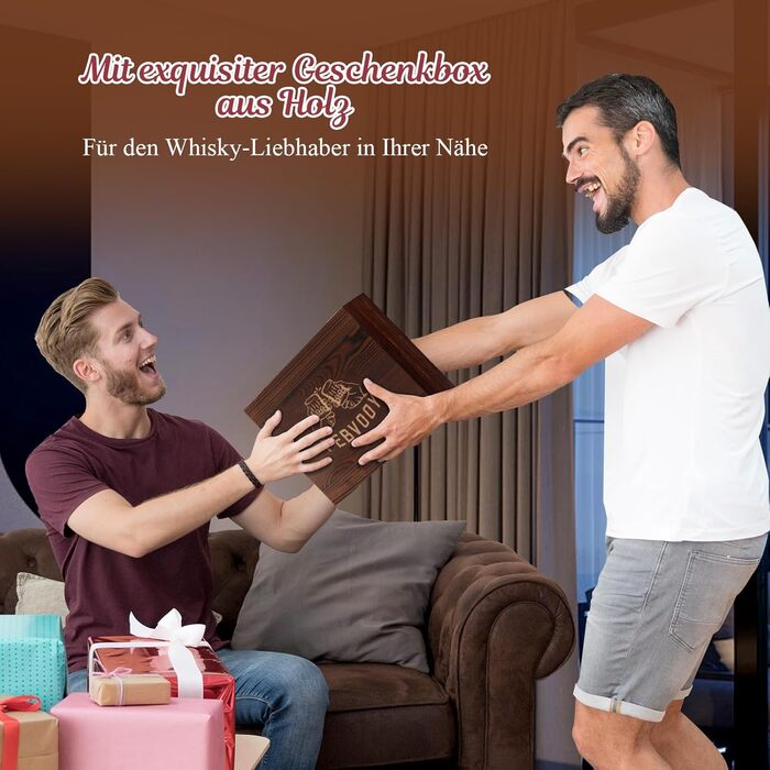 Набір склянок для віскі, подарунковий набір для чоловіків (2 склянки + 8 кеглів, що повторно використовуються + аксесуари), подарунок на день народження, подарунок на Різдво для чоловіків