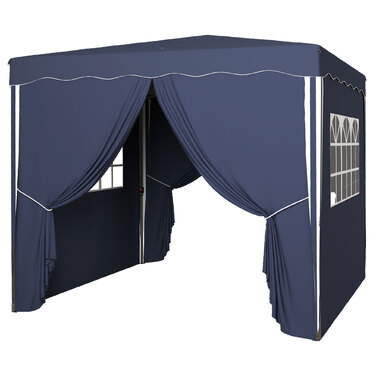 Outsunny Folding Gazebo 3 x 3 m with Side Walls & Windows, UV Protection, Garden Gazebo for Parties, incl. Carry Bag, Blue