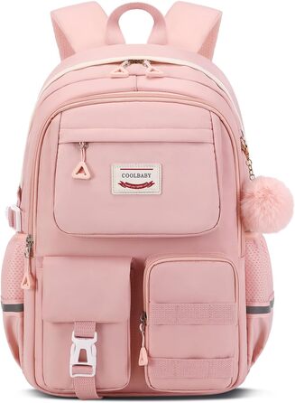 Рожевий шкільний рюкзак для дівчаток Tanou, 9-16 років, великий, водонепроникний, з брелоком