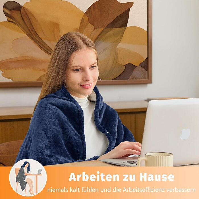 Електрична ковдра BOMOVA з автовимкненням, плюшева ковдра для дому, 10 температурних режимів, таймер, подарунок для жінок, блакитна, 130x180 см