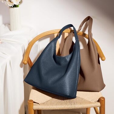 Сумка жіноча KALIDI Shopper Hobo з PU шкіри вінтажна, велика для роботи, школи, повсякденного використання, застібка - кнопка, колір кави