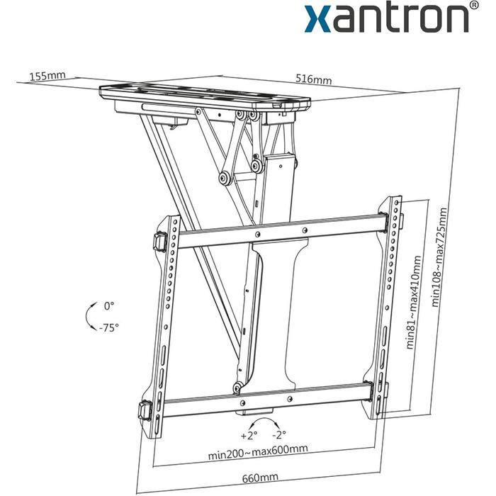 Xantron DEHA-600E Electric Tilting and Swiveling TV Ceiling Mount - 32-75 Inch with Voice Control & Remote