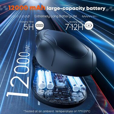 Електричний гріє для рук 2 шт., 12000 мАг, з магнітною двосторонньою системою підігріву та цифровим індикатором температури та заряду батареї, для відпочинку на природі/кемпінгу, чорний