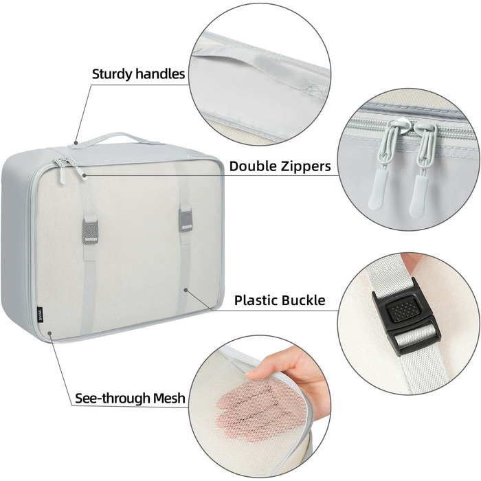 Набір органайзерів для подорожей BAGAIL (10 шт.) – сірий. Організатори для валізи, ручної поклажі, аксесуарів