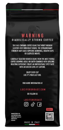 Кава в зернах LUCIFERS ROAST 100% Робуста, міцний еспресо темного обсмаження (Dark Roast), низька кислотність, для кавомашин та ріжкових кавоварок, 4 x 1 кг
