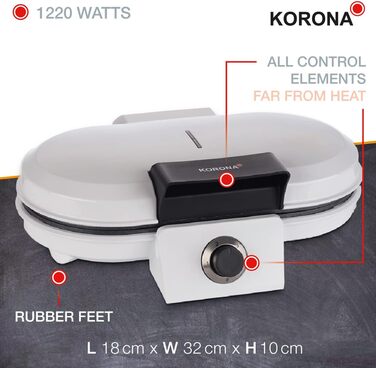 Вафельниця Korona Party 41020: автоматична, 1000 Вт, діаметр 18 см, червона