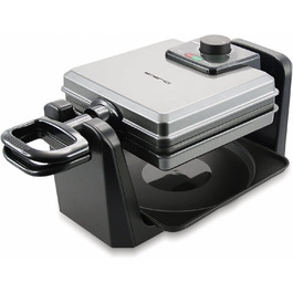 Вафельниця Emerio для приготування 4 бельгійських вафель одночасно, з професійним обертанням, антипригарне покриття, регулятор температури, 1000 Вт, срібна, WM-110984.4