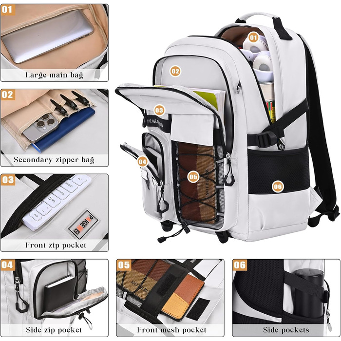 Чоловічий рюкзак для школи та подорожей, великий, водонепроникний, сірий