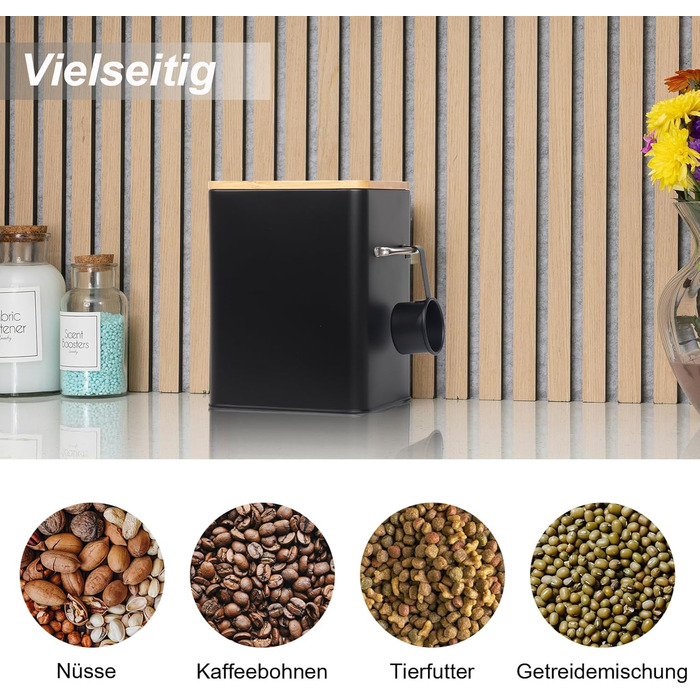Контейнер для порошку 6.5л з дозатором, коробка для порошку, контейнер для корму, коробка для печива, кави, корму для тварин (Чорний)