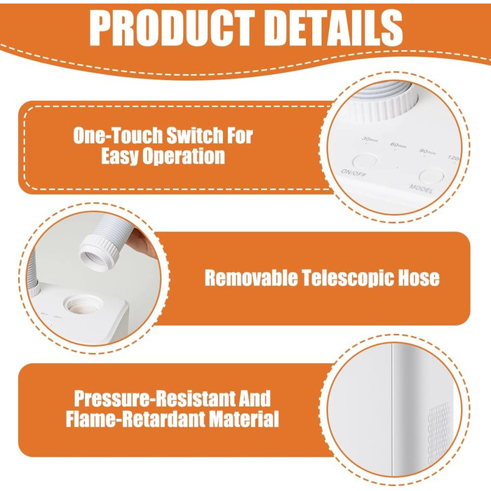 Електричний сушильник для взуття та рукавичок: телескопічний, з таймером, постійна температура, для взуття, шкарпеток, гірськолижних черевиків (білий)