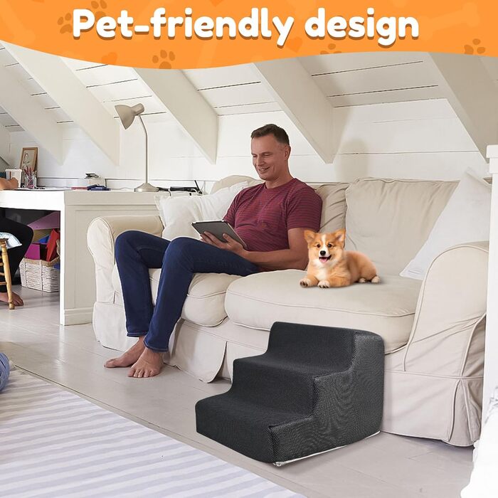 Сходинки для собак та котів, 3 сходинки, 30 см, антиковзкі, сірі