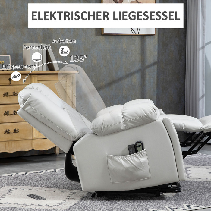 HOMCOM Power Lift TV Chair with Assistance, Reclining Chair with Lie-flat Function, Vibration Massage, Spring Pocket Coil Massage Chair | Aosom