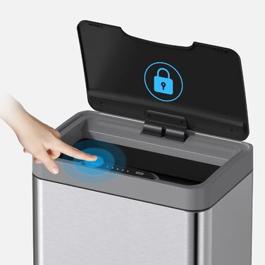 Сміттєвий бак сенсорний Mbillion 50л, нержавіюча сталь, білий/срібний, для кухні, спальні, офісу