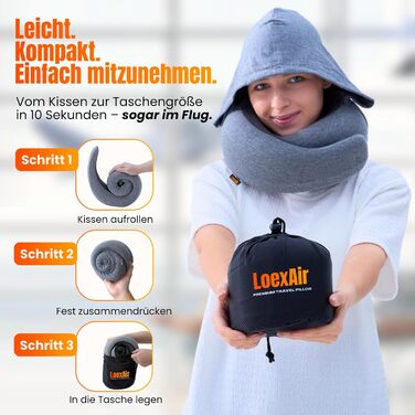 Подушка для шиї в літак, авто: 100% бавовна, Memory Foam, зручна, легка, повний набір для подорожей (маска для сну, беруші) - (Sakura Pink, Hooded Pro)