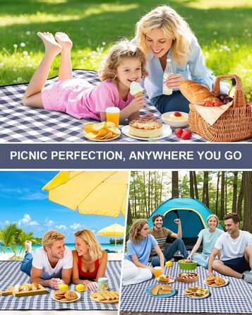 Плед для пікніка LIVEHITOP водонепроникний XXL (200x200 см, бежевий) для пляжу, кемпінгу, парку, BBQ