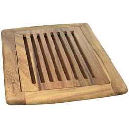 Zassenhaus Bread Cutting Board, Grooved, 42 x 28 x 2 cm, With Removable Crumb Catcher, Acacia Wood, Cutting Board for Bread, Rolls and Baguettes, Wooden Kitchen Board, Blade-Friendly