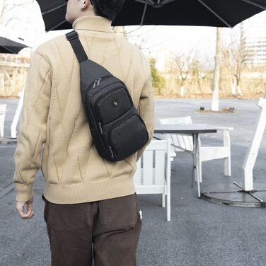 Чоловіча нагрудна сумка OIWAS, чорна, для туризму та повсякденного використання