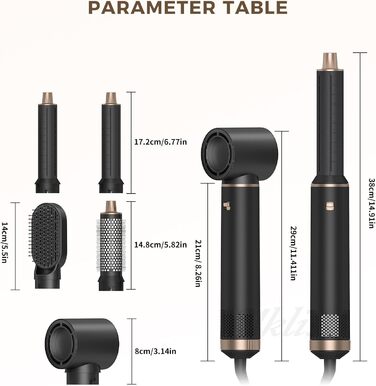 Airstyler 5 в 1: Фен-щітка, плойка, фен для волосся, чорний (1000W)