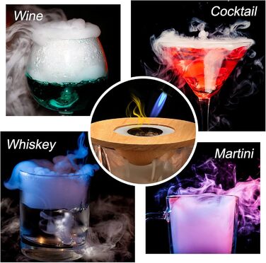 Набір для копчення коктейлів та віскі, з 4 дерев'яними стружками, подарунок на День батька, для Old Fashioned, коктейлів, віскі, бурбону, кави, м'яса та горіхів (Saturn)