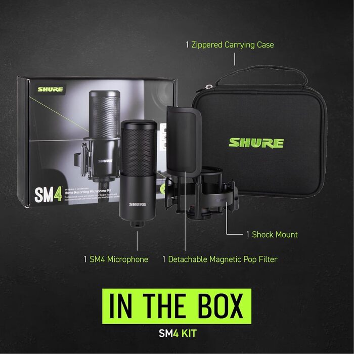 Мікрофон студійний Shure SM4 XLR конденсаторний для вокалу та інструментів, набір SM4-K-KIT