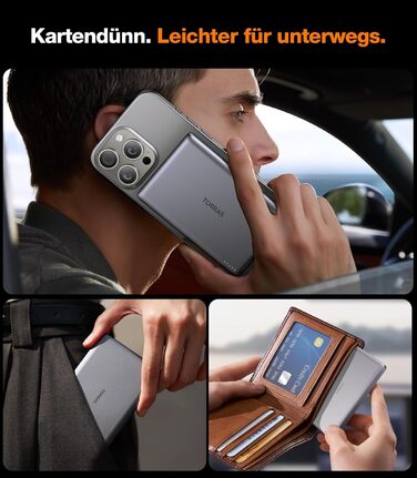 Powerbank TORRAS MiniMag Ultra Slim для iPhone 17 Pro Max, 5000mAh, MagSafe, USB-C, бездротова, сірий титан