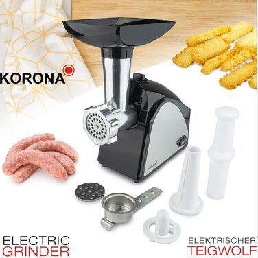 Korona 25200 Stainless Steel Meat Grinder & Food Filler Attachment - 400W | For Meat, Sausage, Kebabs & Pastries