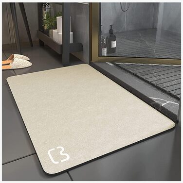 Absorbent Bath Mat, Non-Slip Bathroom Rug, Microfiber Bath Mat, Non-Slip Shower Mat, Quick-Drying, Rug for Living Room, Kitchen, and Toilet, Machine Washable (Dark Blue, 40*60) Beige 40 x 60 cm
