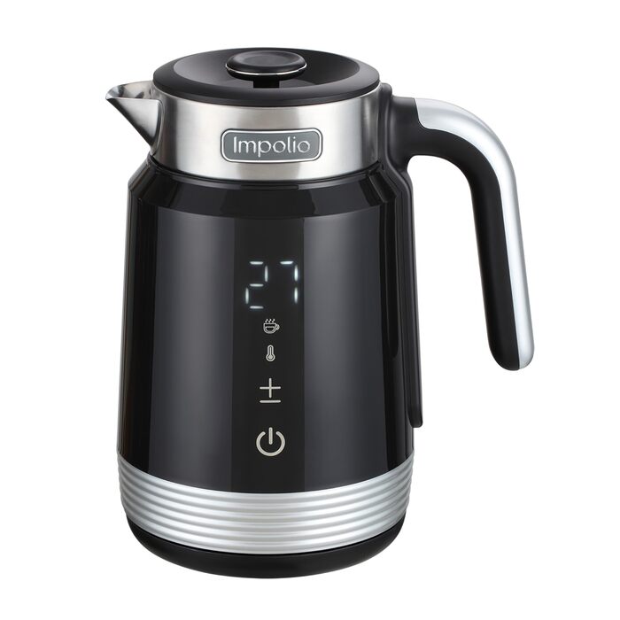Чайник Retro Novo з регулюванням температури, чорний, 2200W, з LED-індикатором та подвійним корпусом з нержавіючої сталі