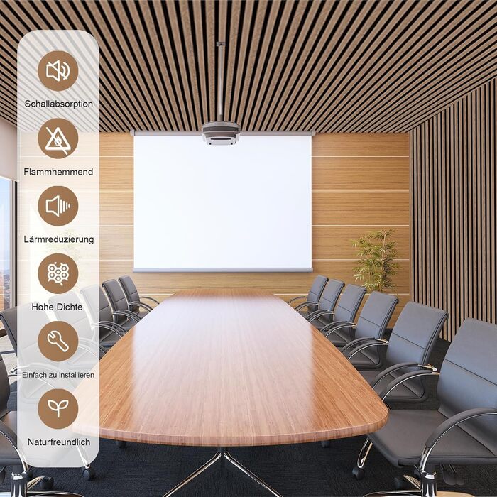 Акустичні 3D-панелі з дерева AKK-PANE 240x60 см (1,44 м²), стінові шумопоглинаючі панелі для кухні, вітальні та офісу, колір: темний горіх