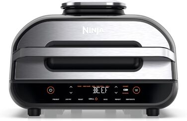 Ninja Foodi MAX Grill & Air Fryer, 5.7L Air Fryer with Digital Temperature Probe, Dishwasher-Safe Parts, 6-in-1, Gray/Silver AG551EU MAX Grill & Air Fryer 5.7L Gray/Silver