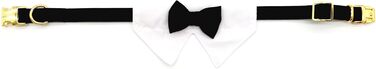 Ошатний нашийник Croci Ceremony для собак з бантиком, для весілля, атлас, срібні деталі, для середніх та великих собак, розмір 41–66 см (Чорний, L)