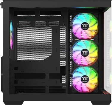 Корпус Thermaltake View 380 Wood Black ATX Mid-Tower з RGB підсвічуванням, білий, з вентиляторами та USB-C