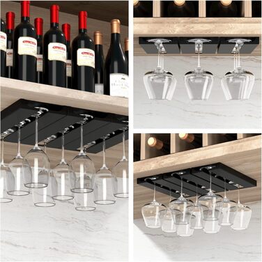 Кріплення для келихів на шийку, 2 шт., чорний колір. Підвісні тримачі для келихів без свердління, для бару, кухні, шафи.