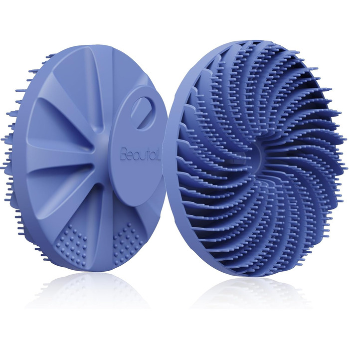 Силіконова щітка для тіла Beautail: м'який скраб для чутливої шкіри, для душу, з неслизькою ручкою, фіолетова