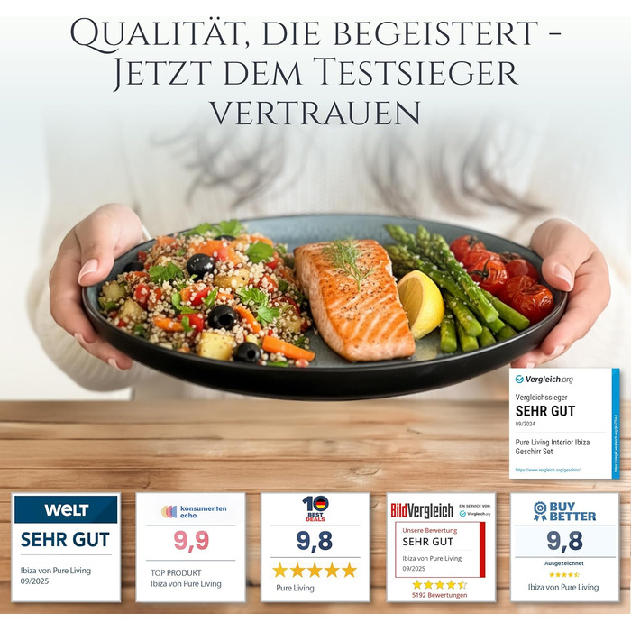 Набір посуду Steingut Ibiza 48 предметів на 12 осіб - Petrol (Чистий Living)