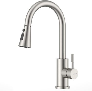 Кухонний змішувач Dayone з висувною лійкою, нержавіюча сталь SUS304, високий тиск, кухонний кран з 2 функціями, поворотна на 360°, для кухні