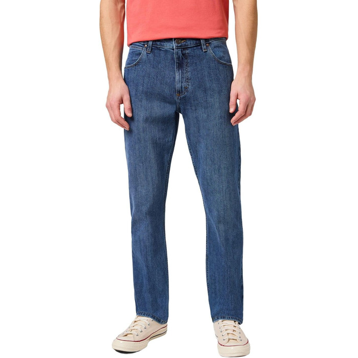Джинси чоловічі Wrangler Straight Regular Fit, середньої посадки, синьо-чорні, розмір W30-W44 / 32W-36L, Mid Stone
