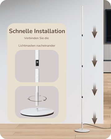 LED торшер Edishine з димуванням, тепле світло 3000K, регульована висота 146 см, для вітальні, спальні, офісу, з функцією пам'яті