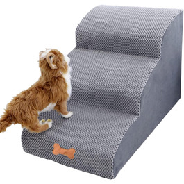 3-Step Dog Stairs for Small Dogs, Bounabay Removable Dog Ramp, Washable Portable Ladder Pet Stairs for Sofa Bed, Cat Stairs Made of Sponge, 40 cm High Dog Stairs
