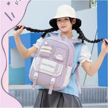 Дитячий рюкзак IvyH для дівчаток – велика місткість, водонепроникний, ідеальний для школи, 2-6 клас, фіолетовий