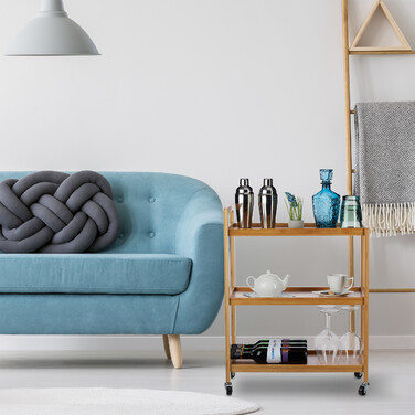 Relaxdays Serving Trolley Bamboo