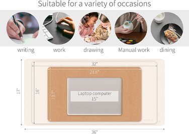 Килимок для миші RENMTURE двосторонній: Корк + PU-шкіра, 80x40 см, для офісу та дому, захист столу, антиковзкий, водостійкий, персиковий