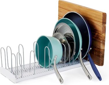 YouCopia StoreMore Expandable Pan Lid Organizer Rack, Adjustable for Pot Lids and Pans, 31.8 in - 55.9 in Wide, White
