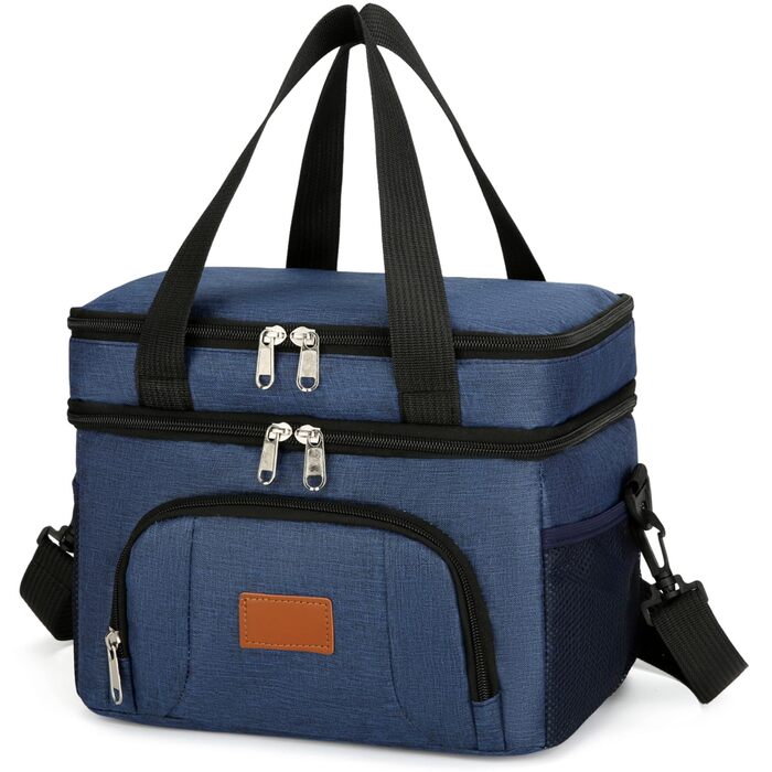 Термосумка JANSBEN для 12 банок, ізольована сумка-ланчбокс з 6 відділеннями, для роботи, пікніка та авто (Блакитна)