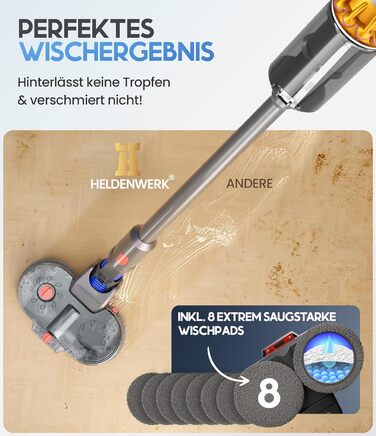 Насадка для миття підлоги для пилососів Dyson V7/V8/V10/V11/V15/Gen5, аксесуар Dyson, електричний мийник підлоги з баком для води, резервуар для води та 8 змінних мопів